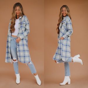 blue long shacket